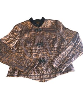MHM By Melissa Harper Copper Color & Black Asian Style Button Down Top Shirt 14